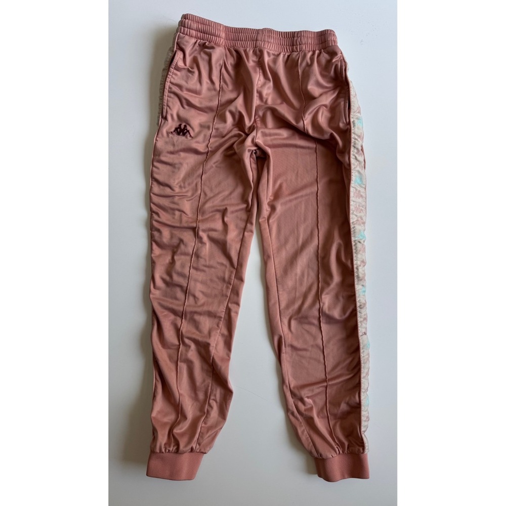 KAPPA Track Pants Womens Large Pink Zippered Leg Logo Graphic Side 28" Inseam